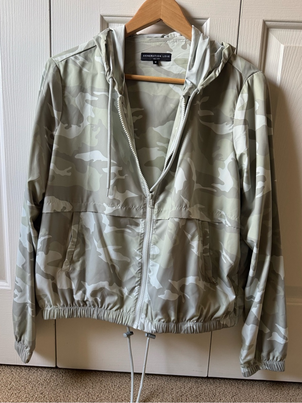 Generation Love Women's Light Green Camo Hooded Jacket medium